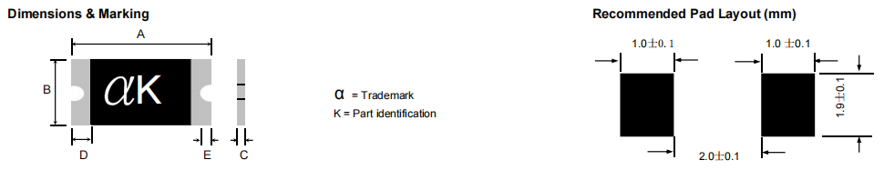 nSMD250-6V陆海自恢复保险丝尺寸图